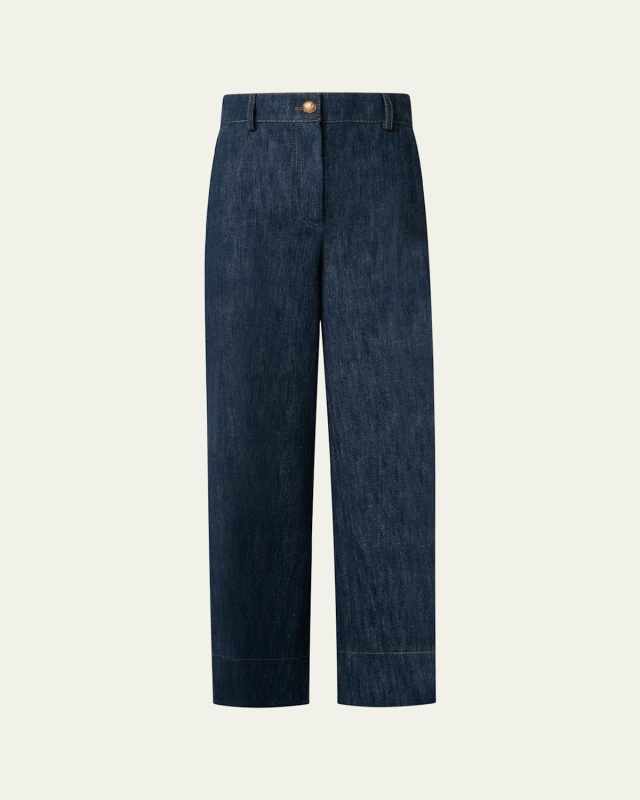 Chiara Wide Leg Cotton Wool Denim Pants